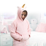 Kinder hoodie unicorn - lichtroze met unicorn capuchon