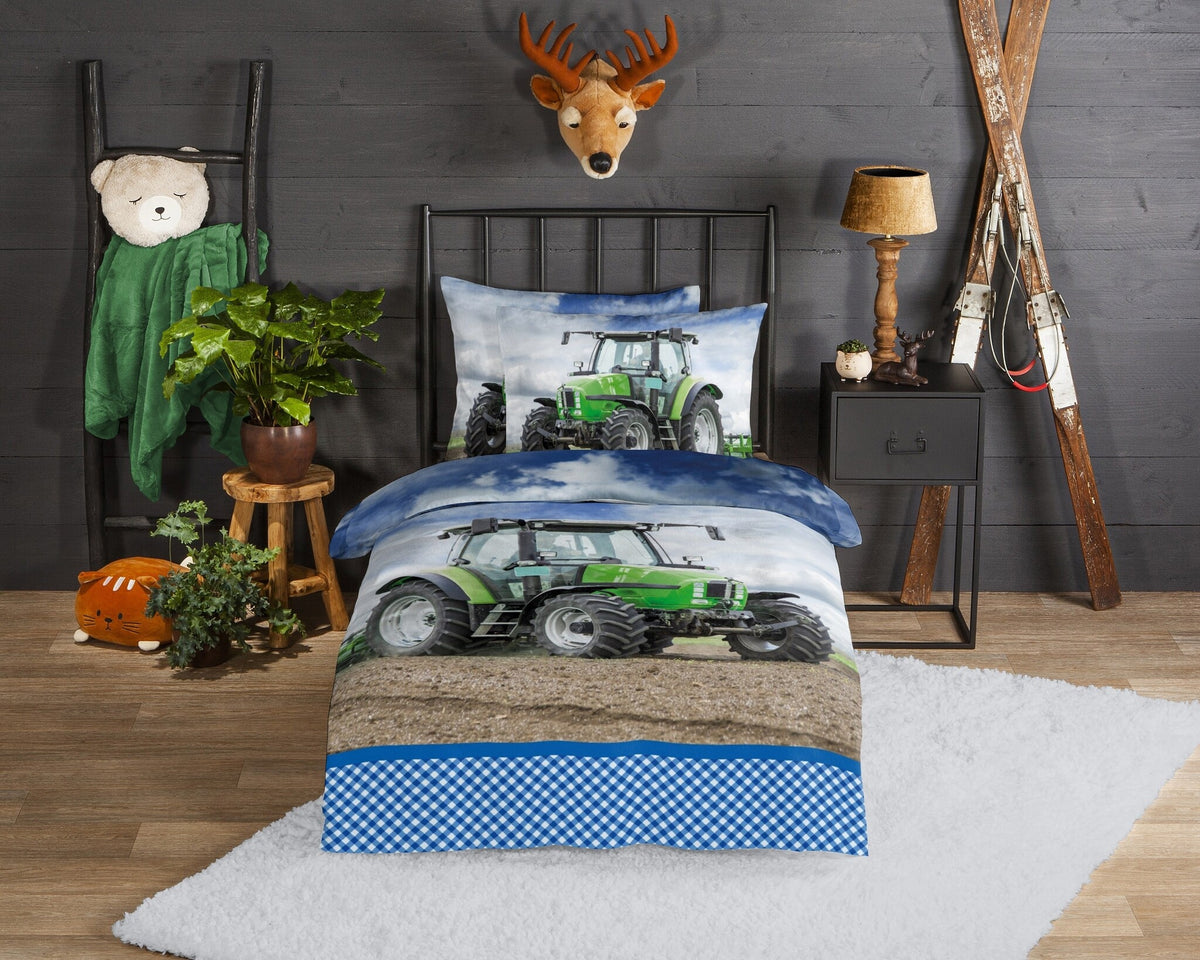 Good morning dekbedovertrek Groene Trekker - flanel