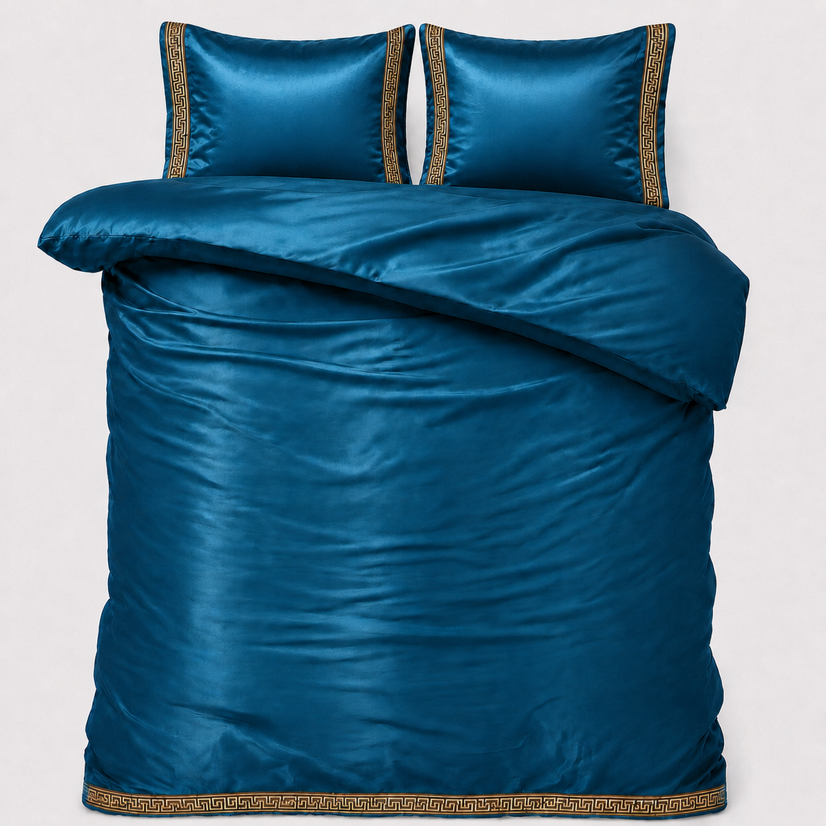 Glans satijn dekbedovertrek Lace - petrol - 1-persoons (140x220 + 60x70 cm)