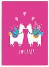 Lama fleece deken - roze - 130x160 cm - I ♥ Lama