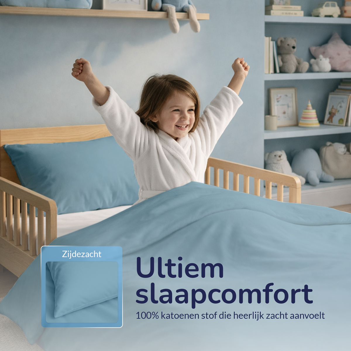 Decoware ledikant dekbedovertrek uni - blauw - katoen