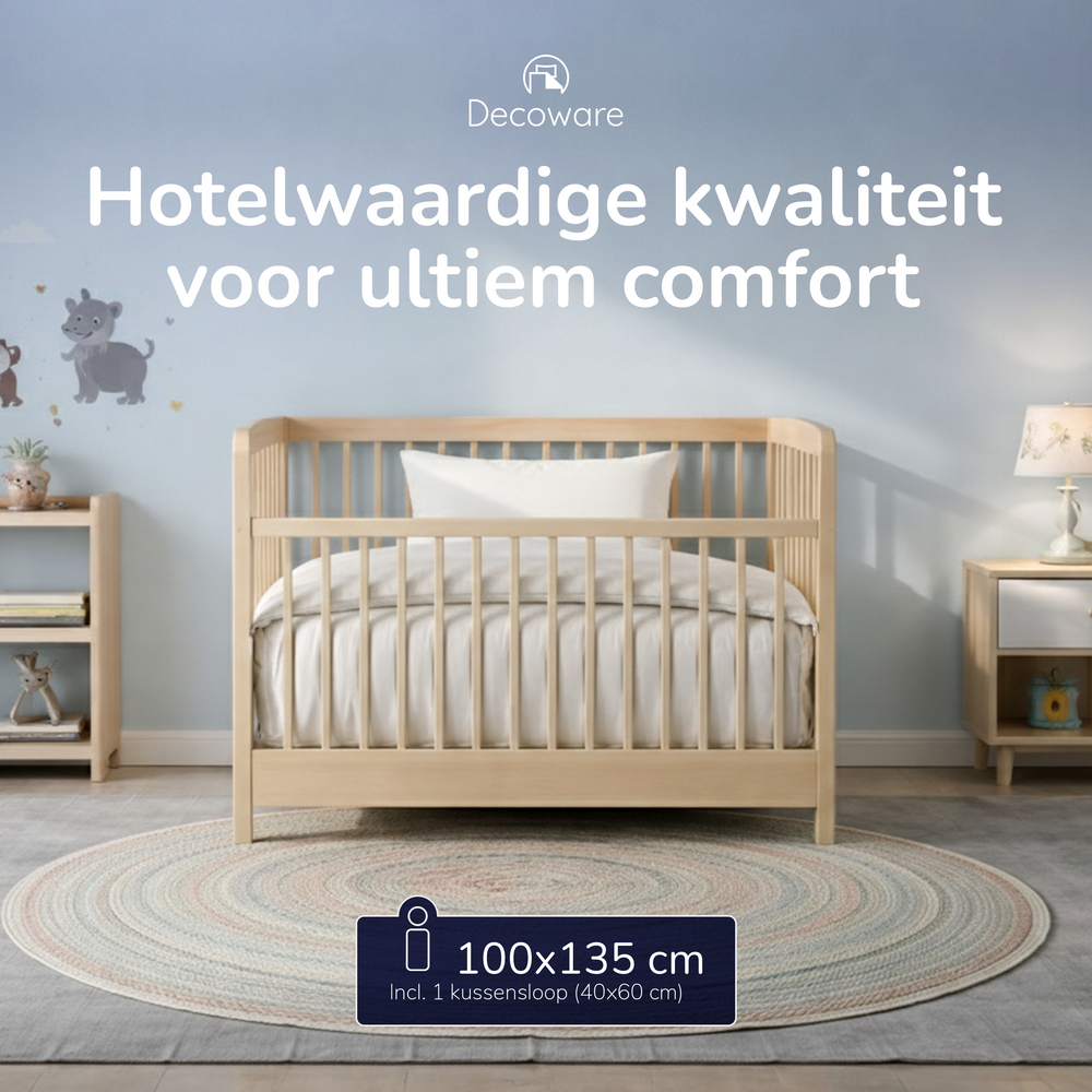 Decoware ledikant dekbedovertrek uni - wit - katoen