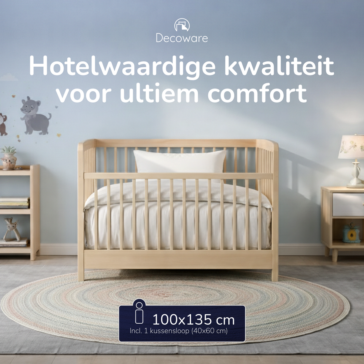 Decoware ledikant dekbedovertrek uni - wit - katoen