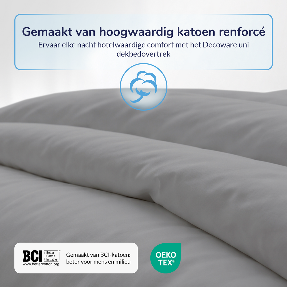 Decoware ledikant dekbedovertrek uni - grijs - katoen