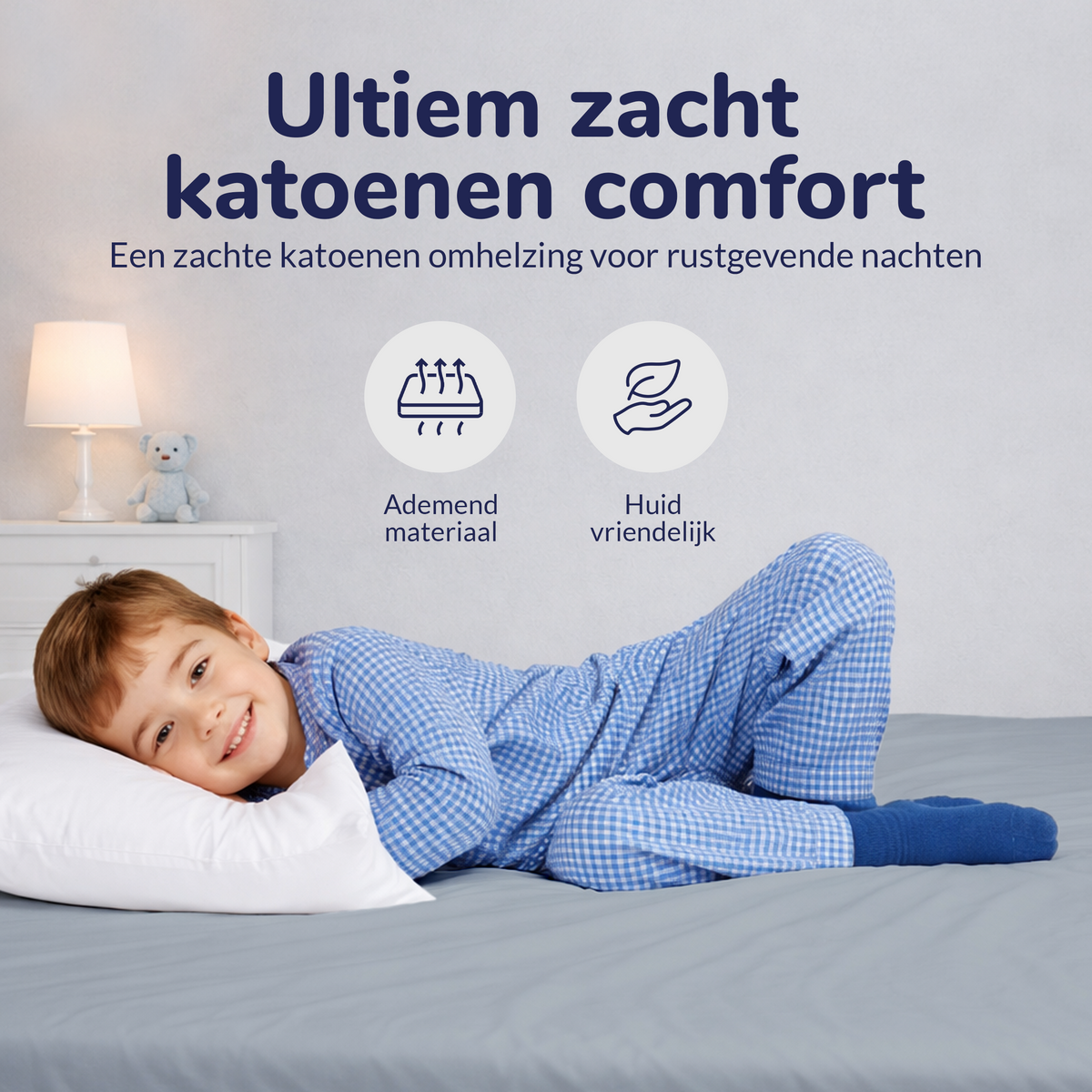 Hoeslaken peuter - katoen - grijs - 70x150 cm