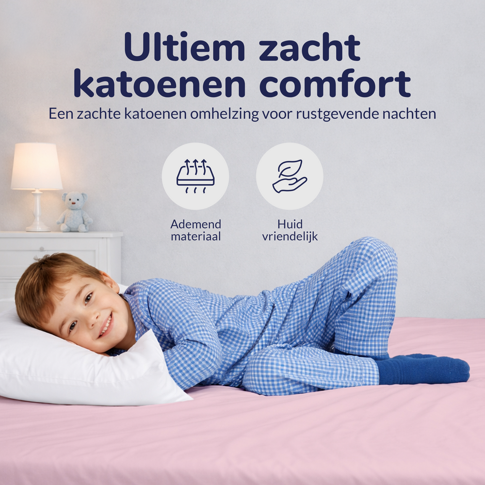 Hoeslaken peuter - katoen - roze - 70x150 cm