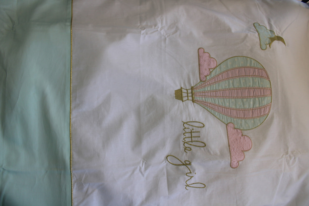Ledikant dekbedovertrek set - Ballon - roze/mint - katoen