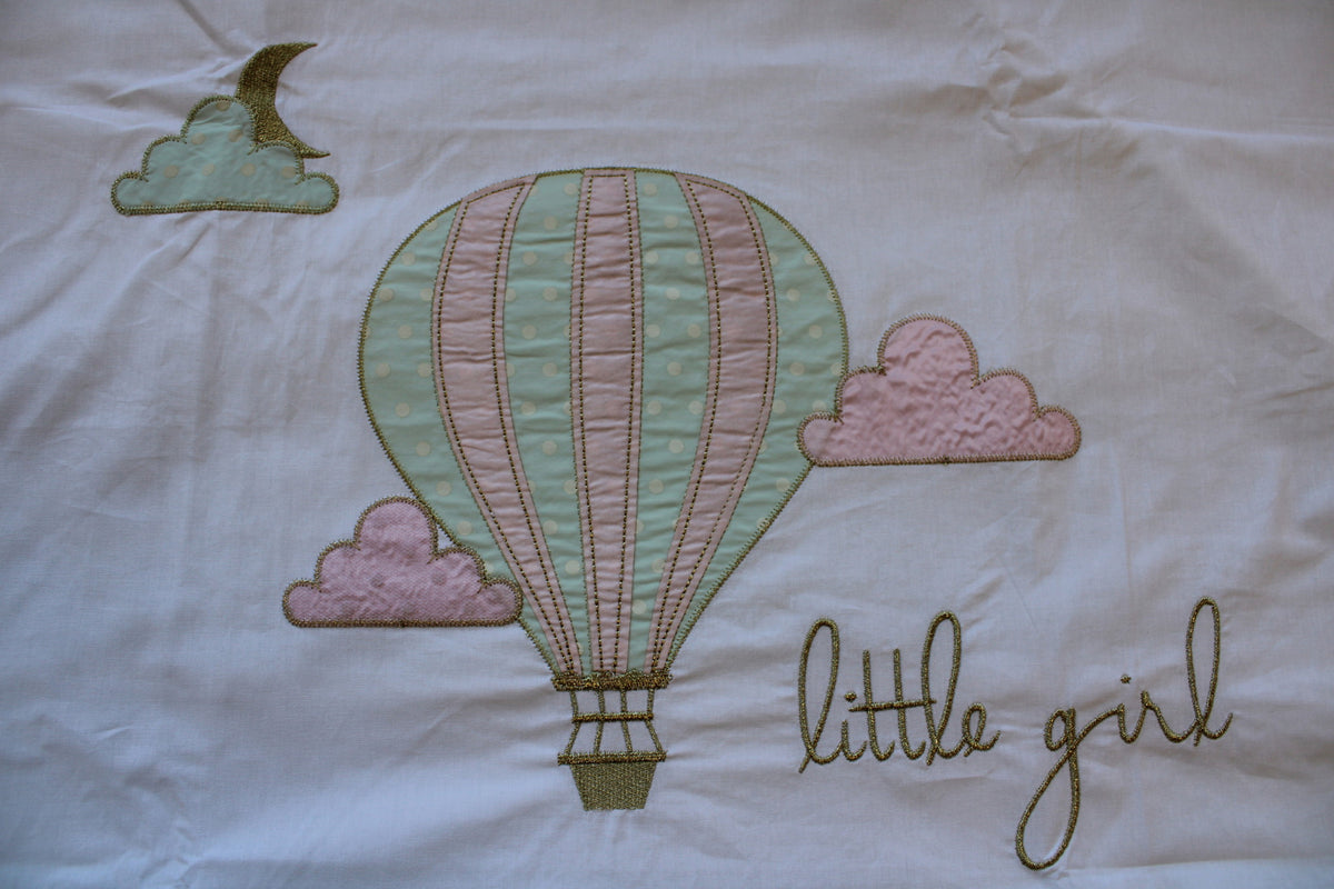 Ledikant dekbedovertrek set - Ballon - roze/mint - katoen