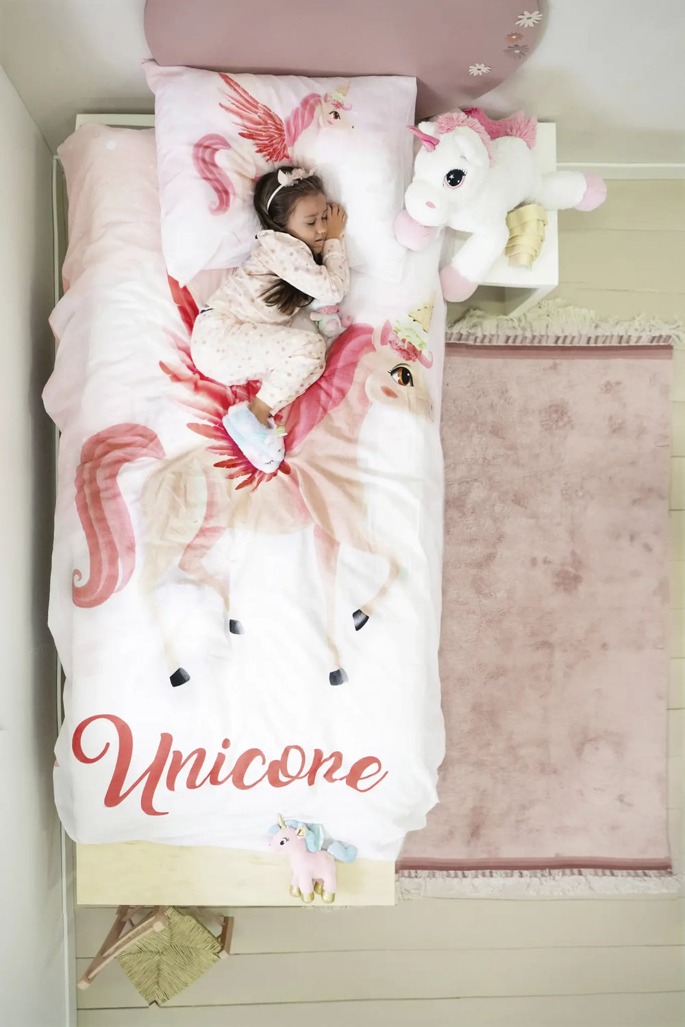 Kinderdekbedovertrek Unicorn roze - katoen - 1-persoons