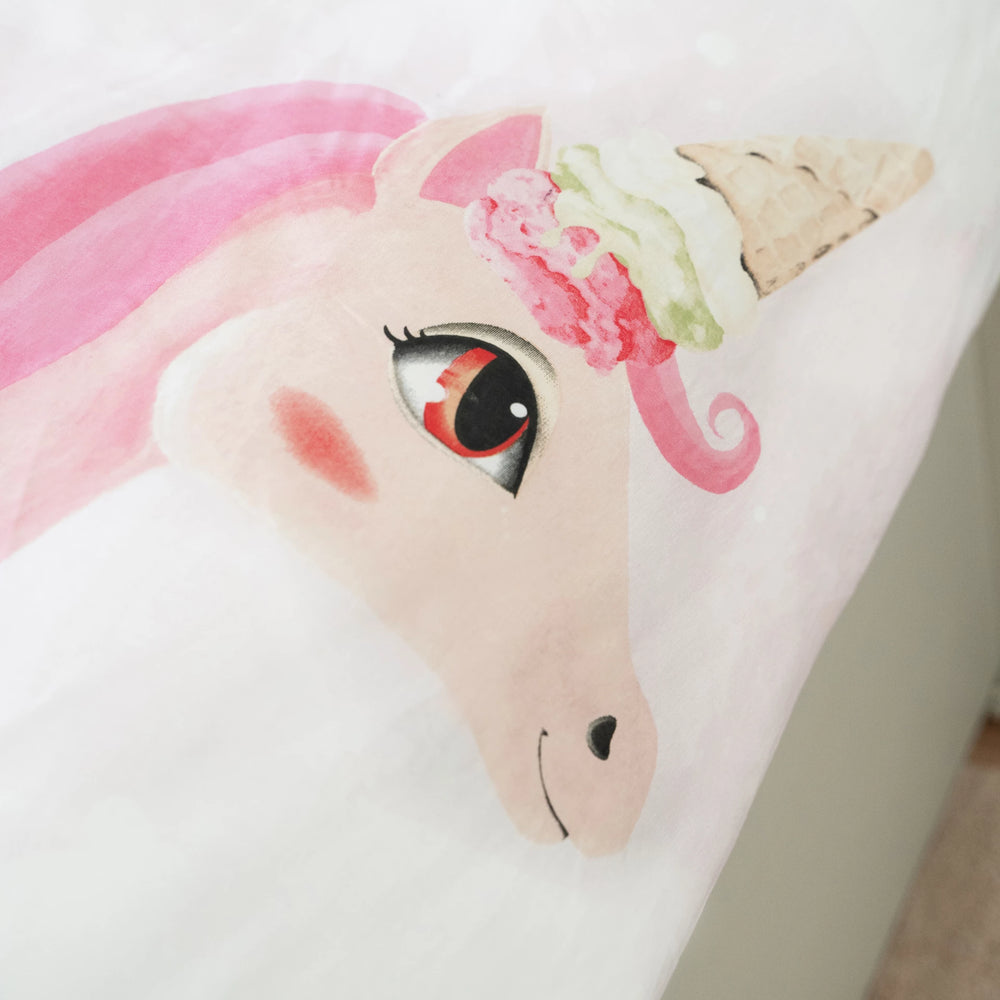Kinderdekbedovertrek Unicorn roze - katoen - 1-persoons