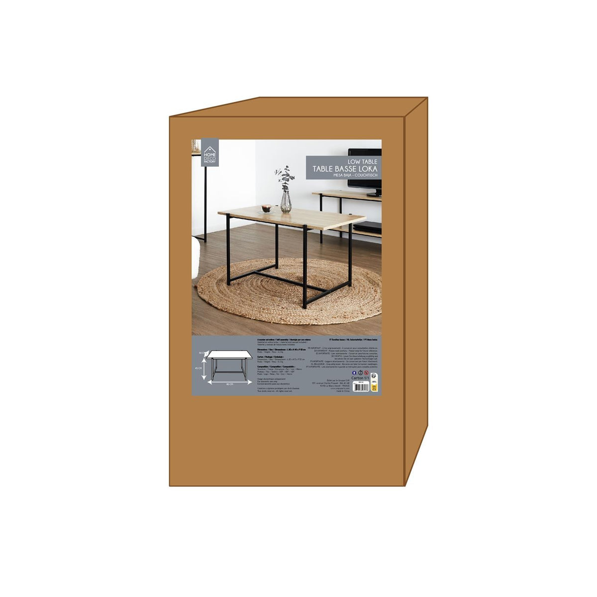 Loka salontafel - hout met metalen onderstel - 80x50 cm