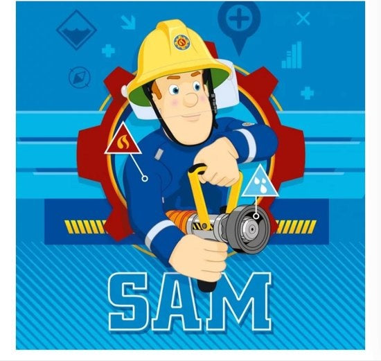 Brandweerman Sam handdoek SAM - 30x30 cm - katoen