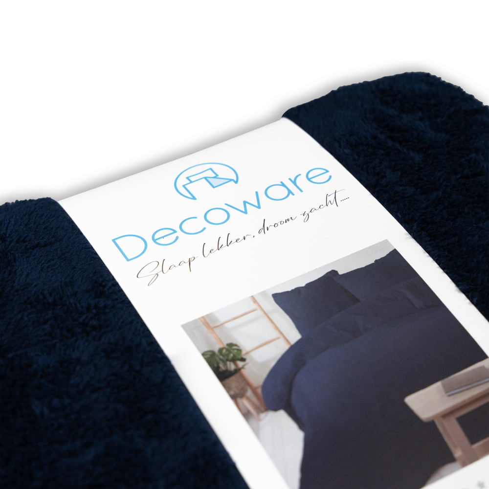 Teddy fleece dekbedovertrek - Navy - Dubbelzijdig Teddy