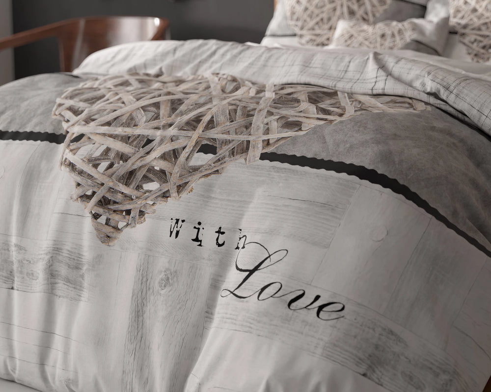 Sleeptime dekbedovertrek Home is Heart - wit - microvezel - 2-persoons (200x220 + 2st. 60x70 cm)