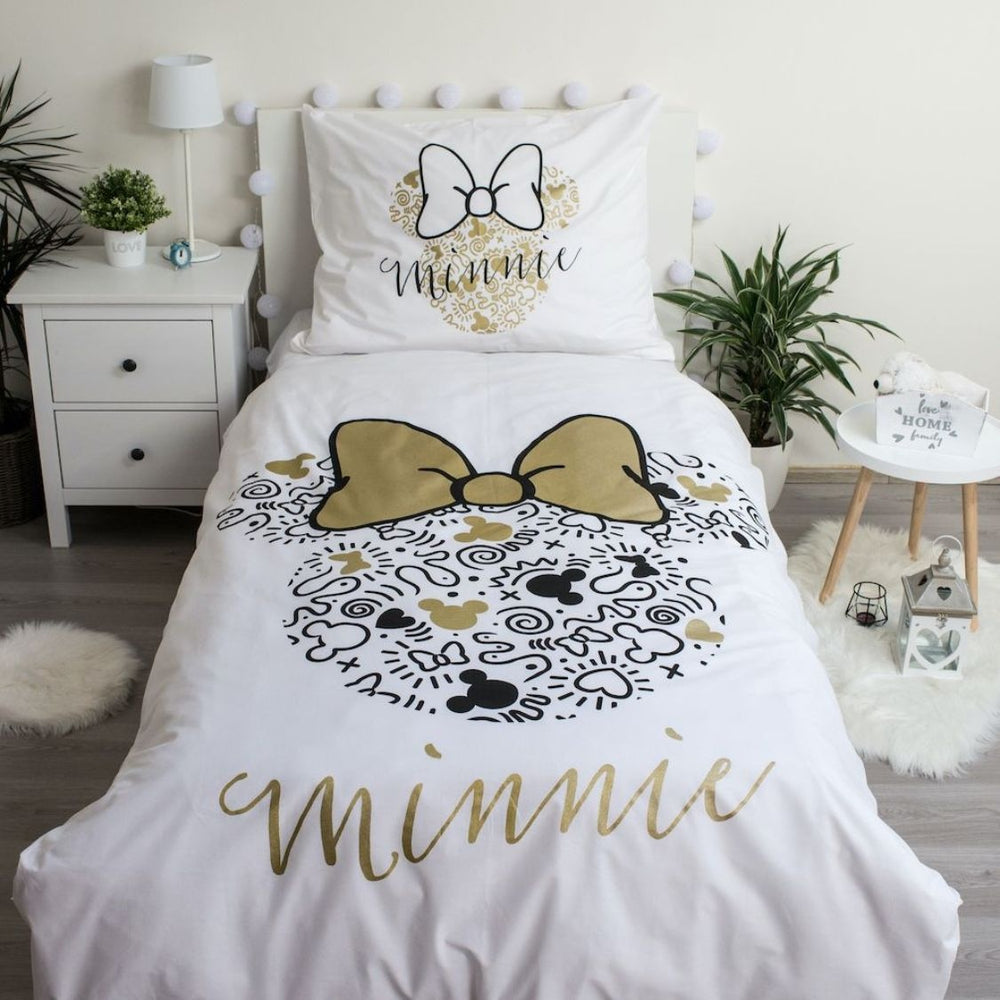Minnie Mouse kinderdekbedovertrek Gold - katoen