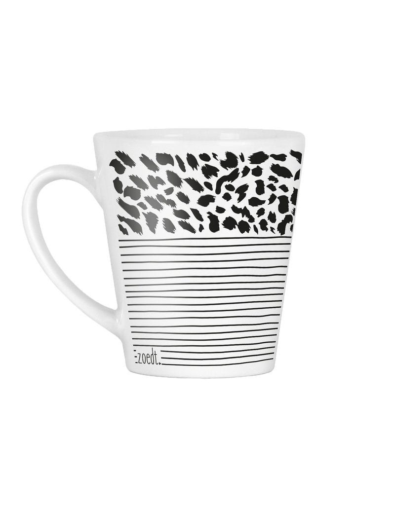 Koffiebeker met strepen en panter print