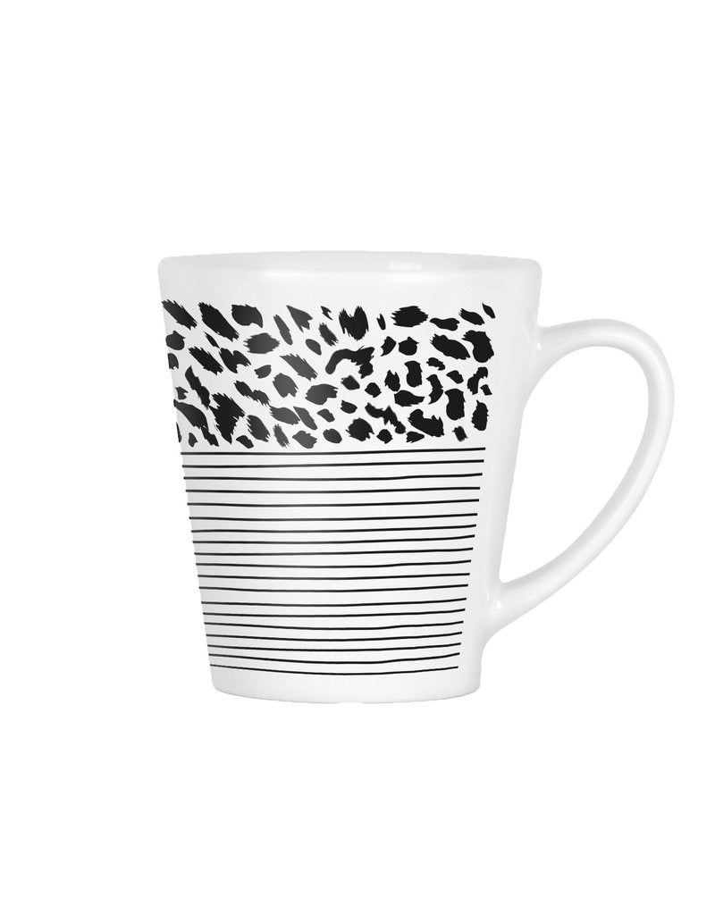 Koffiebeker met strepen en panter print