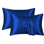 Glans satijnen kussenslopen - blauw (Per 2 st)