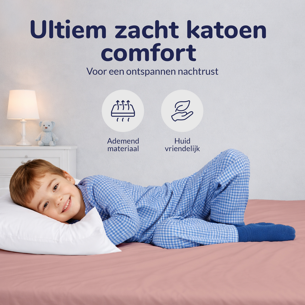 Hoeslaken - Katoen  - Roze