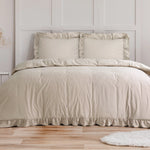 Sleeptime dekbedovertrek Ruffles - Taupe - Microvezel - 1-persoons (140x220 + 60x70 cm)