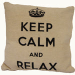 Keep calm and relax sierkussenhoes 45x45 cm - naturel