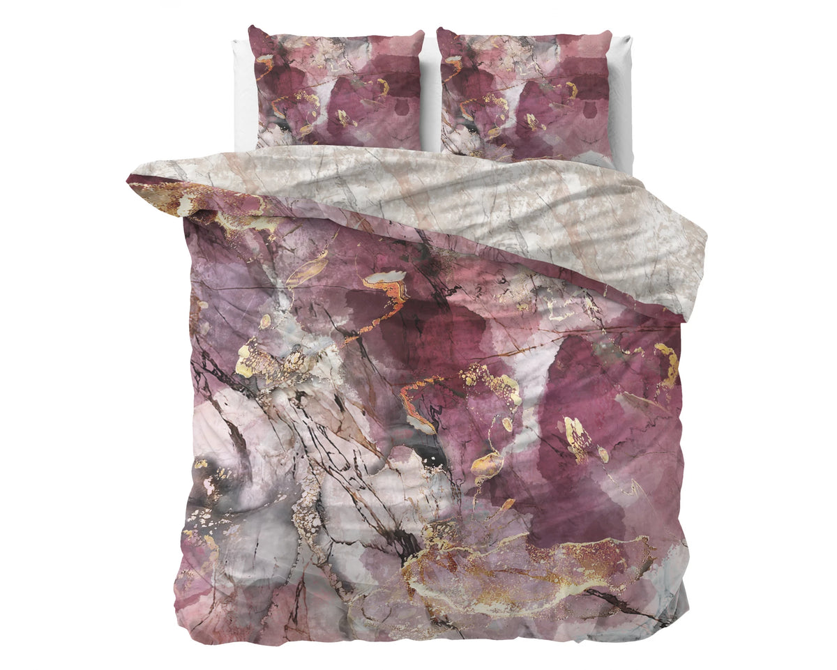 Sleeptime dekbedovertrek Breccia roze - katoensatijn - 2-persoons (200x220 +2st. 60x70 cm)