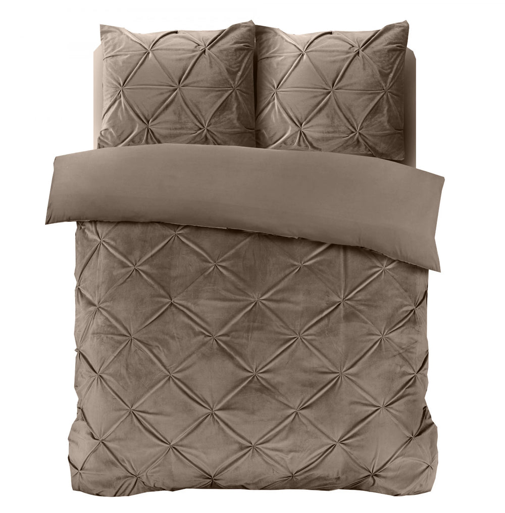 Sleeptime dekbedovertrek Pintuck - taupe - Velvet - 1-persoons (140x220 + 60x70 cm)