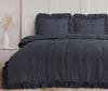Sleeptime dekbedovertrek Ruffles - Microvezel - Antraciet - 1-persoons (140x220 + 60x70 cm)