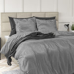 Velvet dekbedovertrek Sultan - embossed - grijs - 1-persoons (140x220 + 60x70 cm)