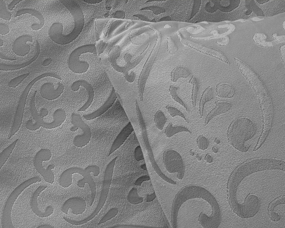 Velvet dekbedovertrek Sultan - embossed - grijs - 1-persoons (140x220 + 60x70 cm)