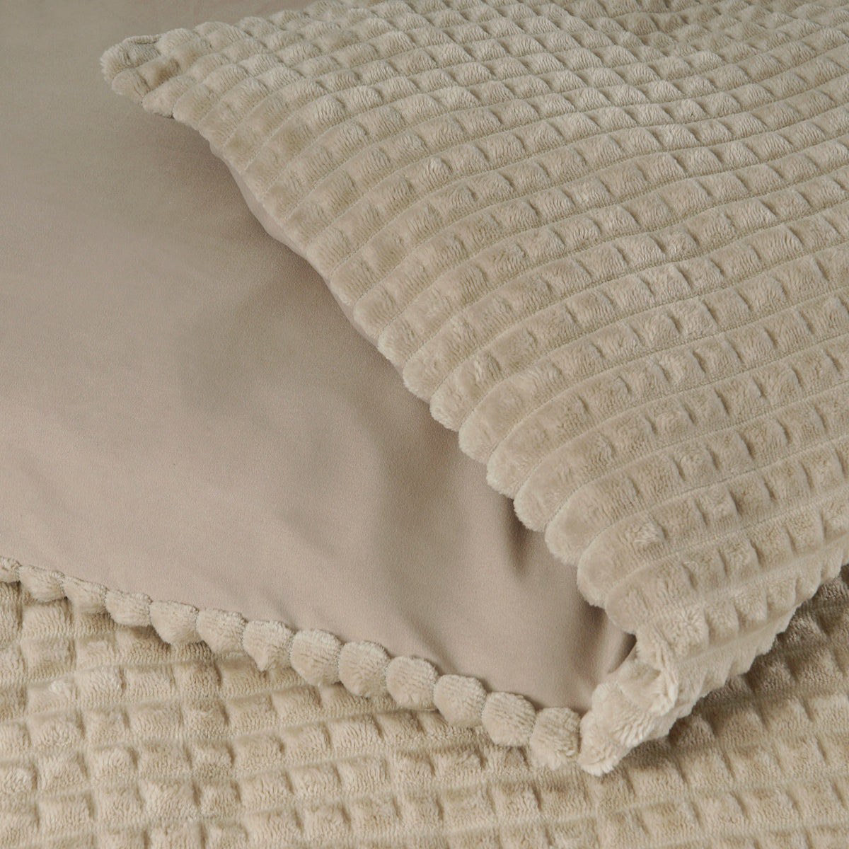 Teddy dekbedovertrek Check - onderkant microvezel - taupe