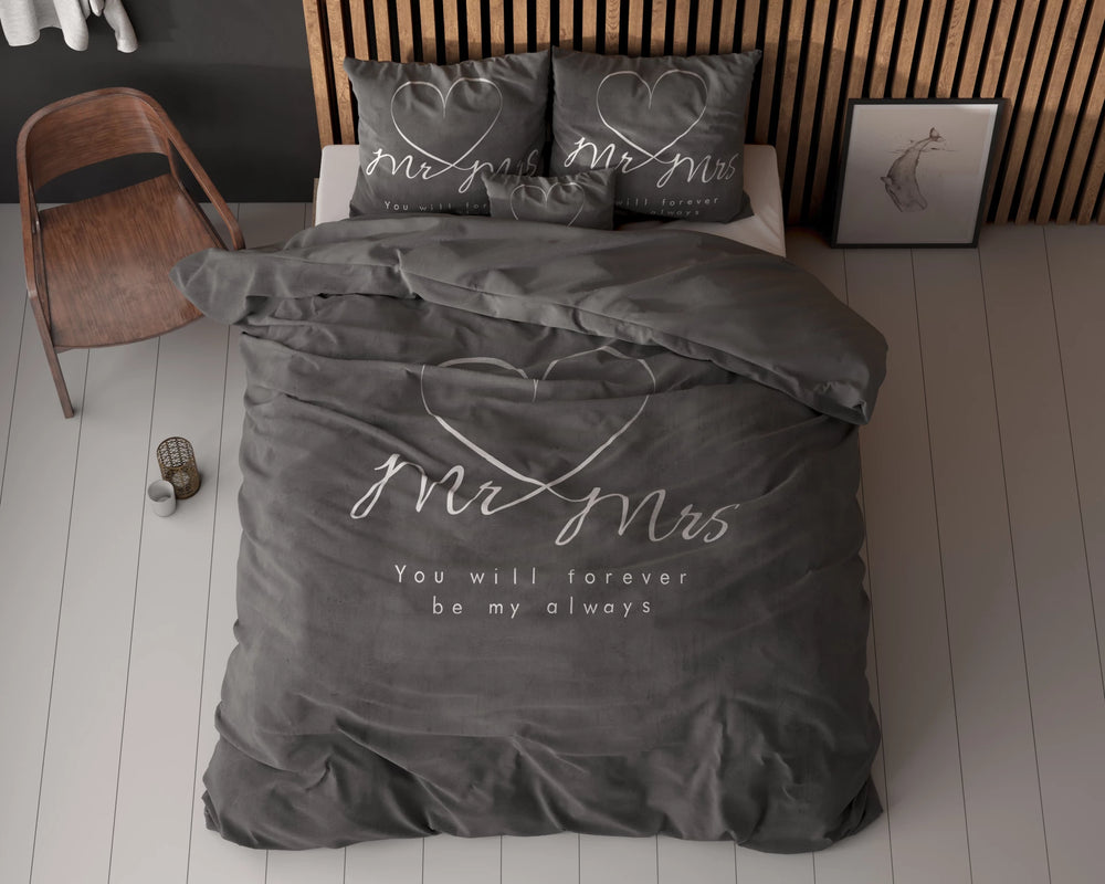 Sleeptime dekbedovertrek Mr & Mrs Heart - microvezel - 1-persoons (140x220 + 60x70 cm)