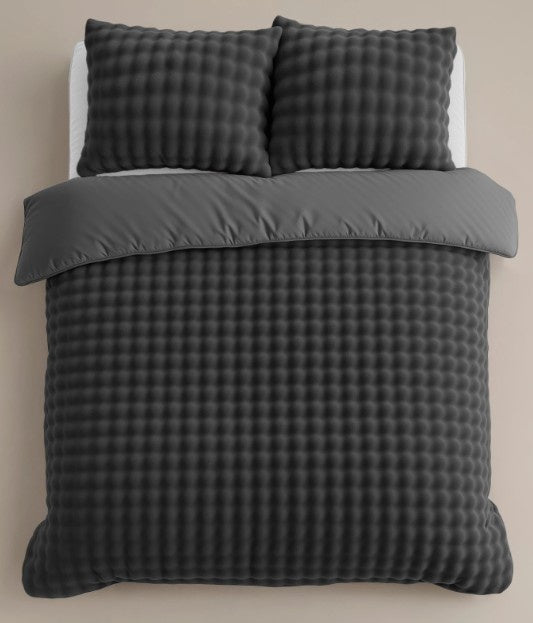 Teddy fleece dekbedovertrek Pom Pom - antraciet