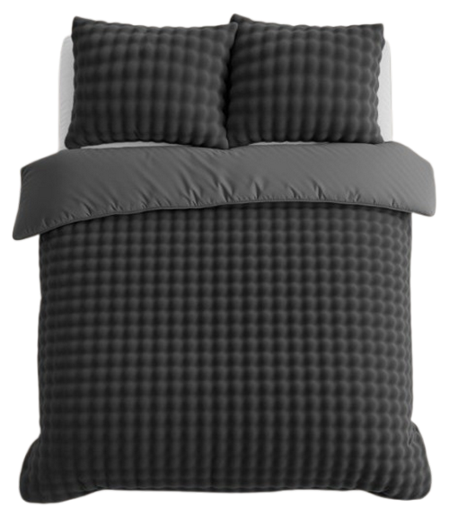 Teddy fleece dekbedovertrek Pom Pom - antraciet