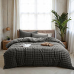 Teddy fleece dekbedovertrek Pom Pom - antraciet