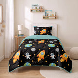 Sleeptime kinderdekbed zonder overtrek Astronaut - Zwart - Incl. kussensloop - 140x200 cm