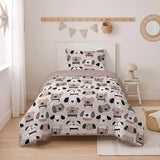 Sleeptime kinderdekbed zonder overtrek Hondjes - Taupe - Incl. kussensloop - 140x200 cm