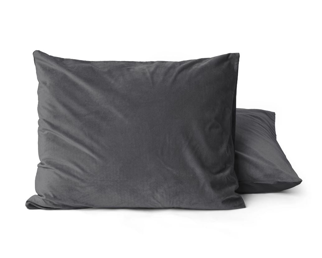 Antraciete kussenslopen - velvet (Per 2 st)