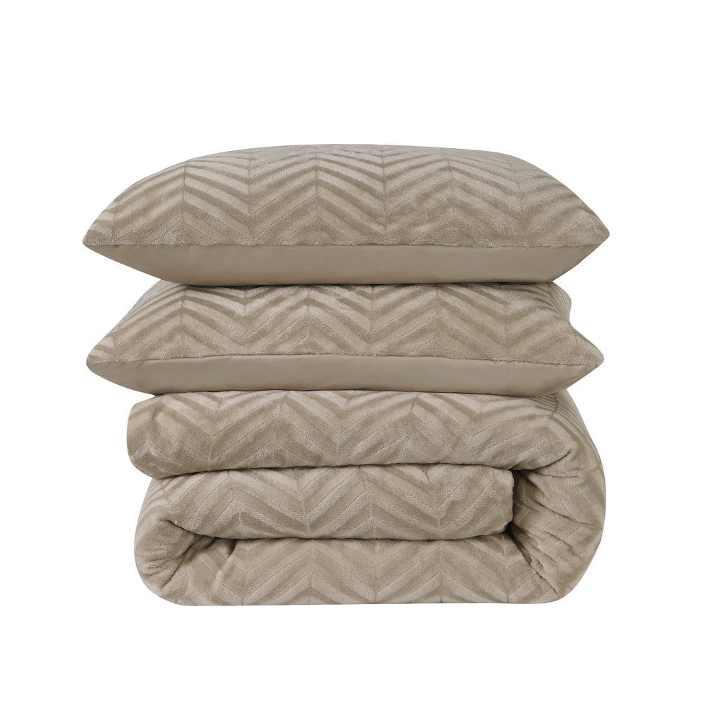 Teddy dekbedovertrek onderkant microvezel - Chevron - Taupe