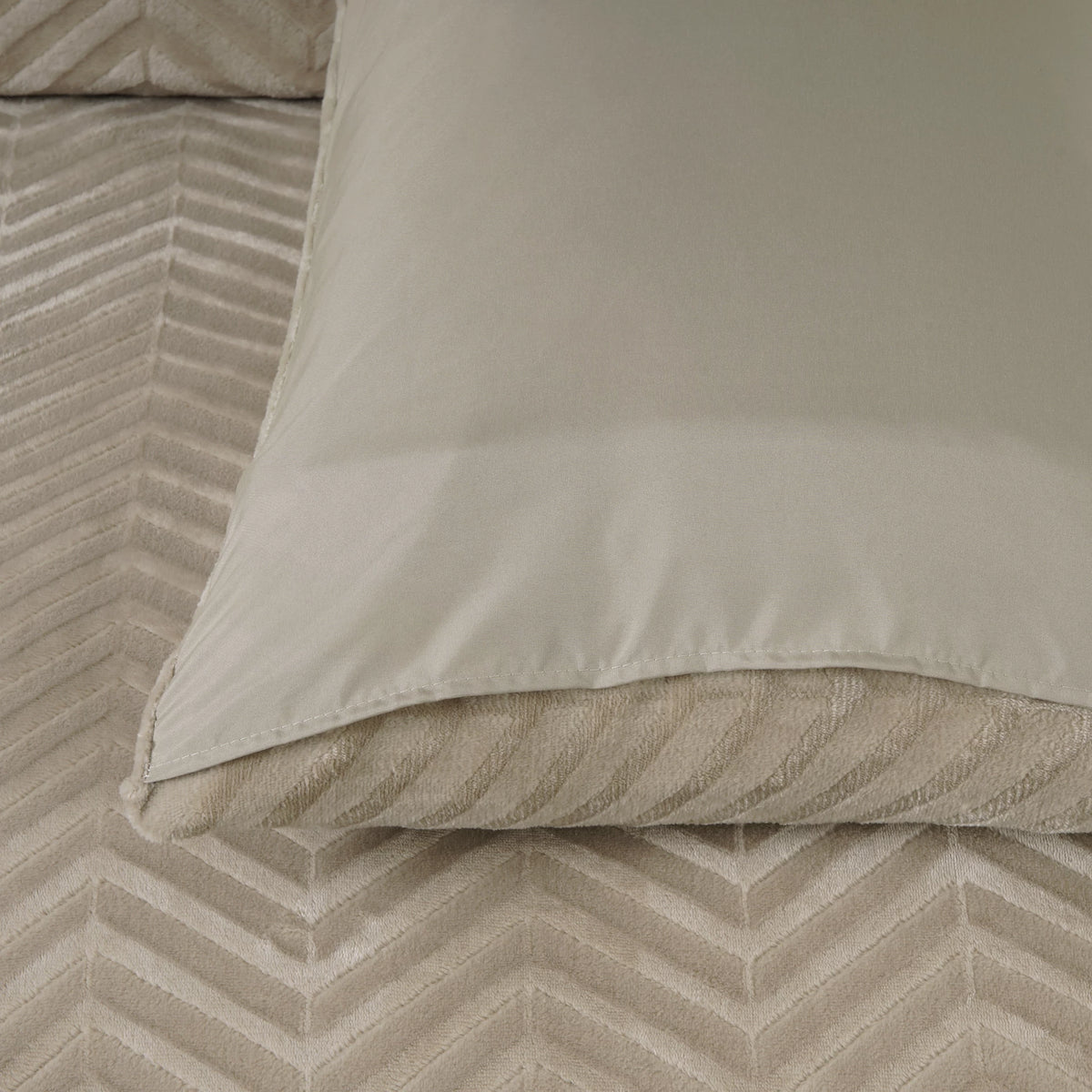 Teddy dekbedovertrek onderkant microvezel - Chevron - Taupe