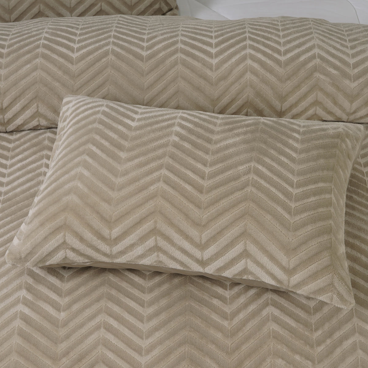 Teddy dekbedovertrek onderkant microvezel - Chevron - Taupe