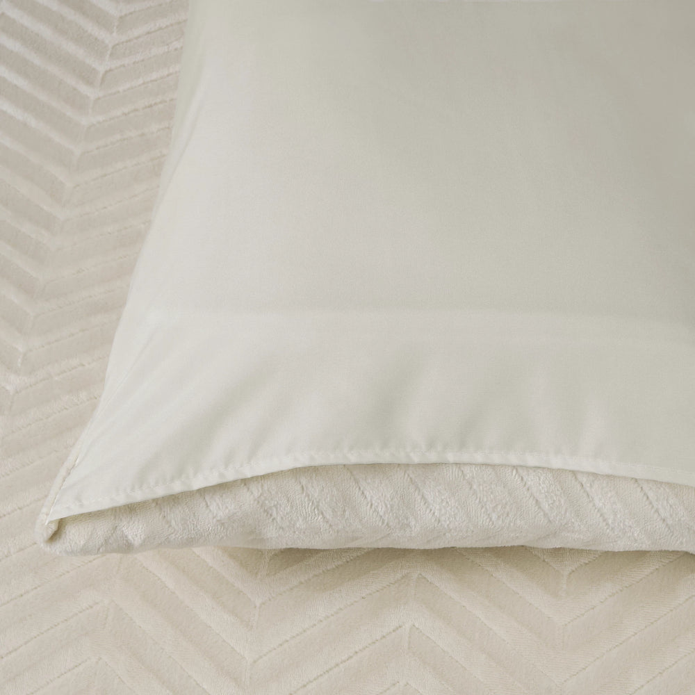 Teddy dekbedovertrek onderkant microvezel - Chevron - crème -  1-persoons (140x220 + 60x70 cm)