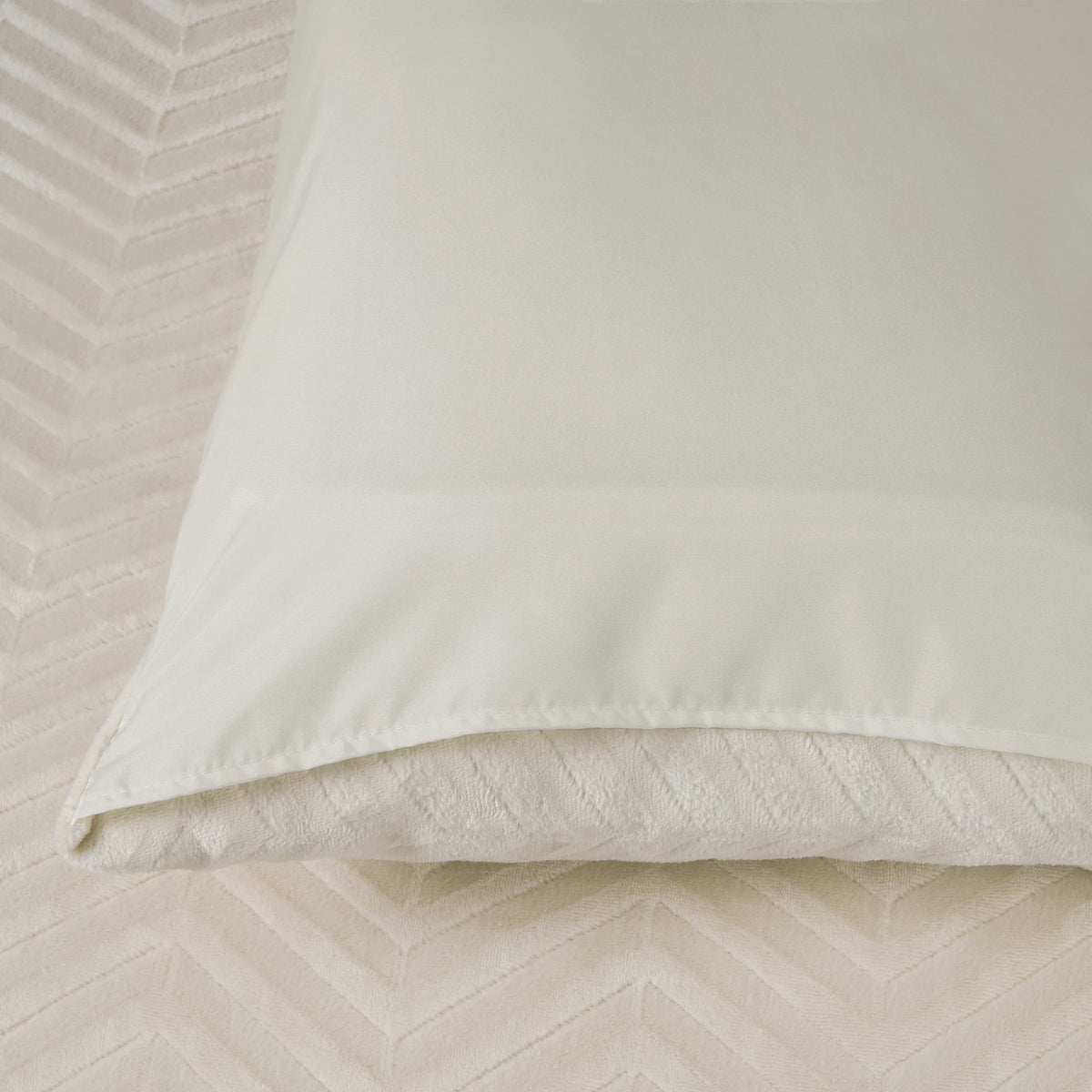 Teddy dekbedovertrek onderkant microvezel - Chevron - crème -  1-persoons (140x220 + 60x70 cm)