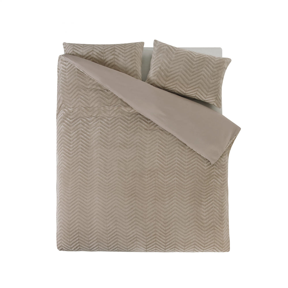 Teddy dekbedovertrek onderkant microvezel - Chevron - Taupe