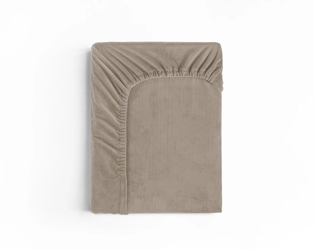 Velvet hoeslaken - Taupe