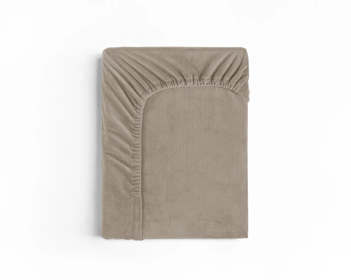Velvet hoeslaken - Taupe