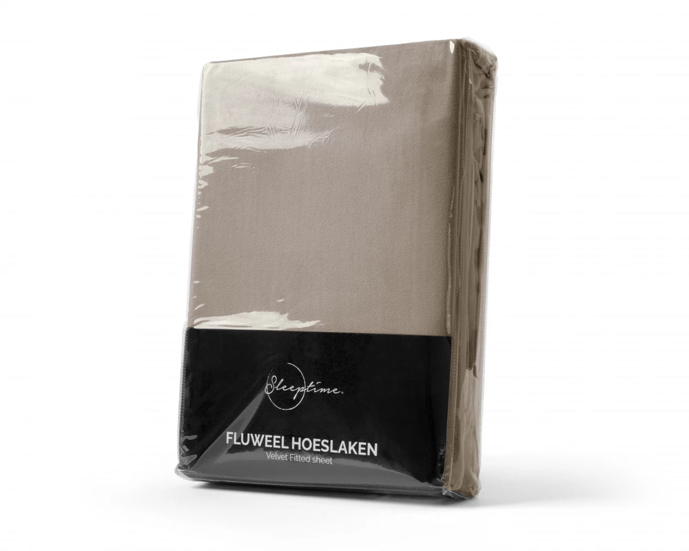 Velvet hoeslaken - Taupe