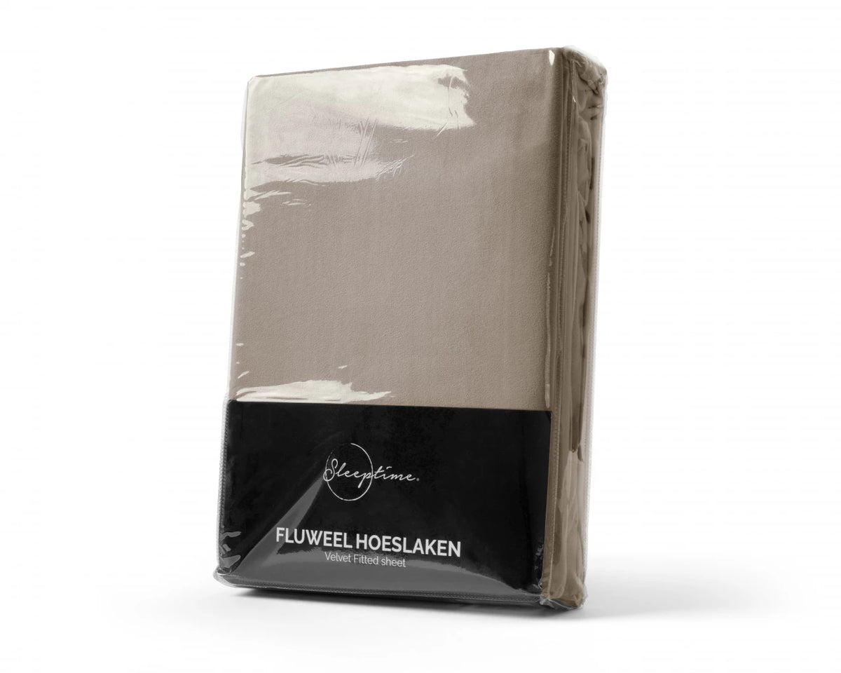 Velvet hoeslaken - Taupe