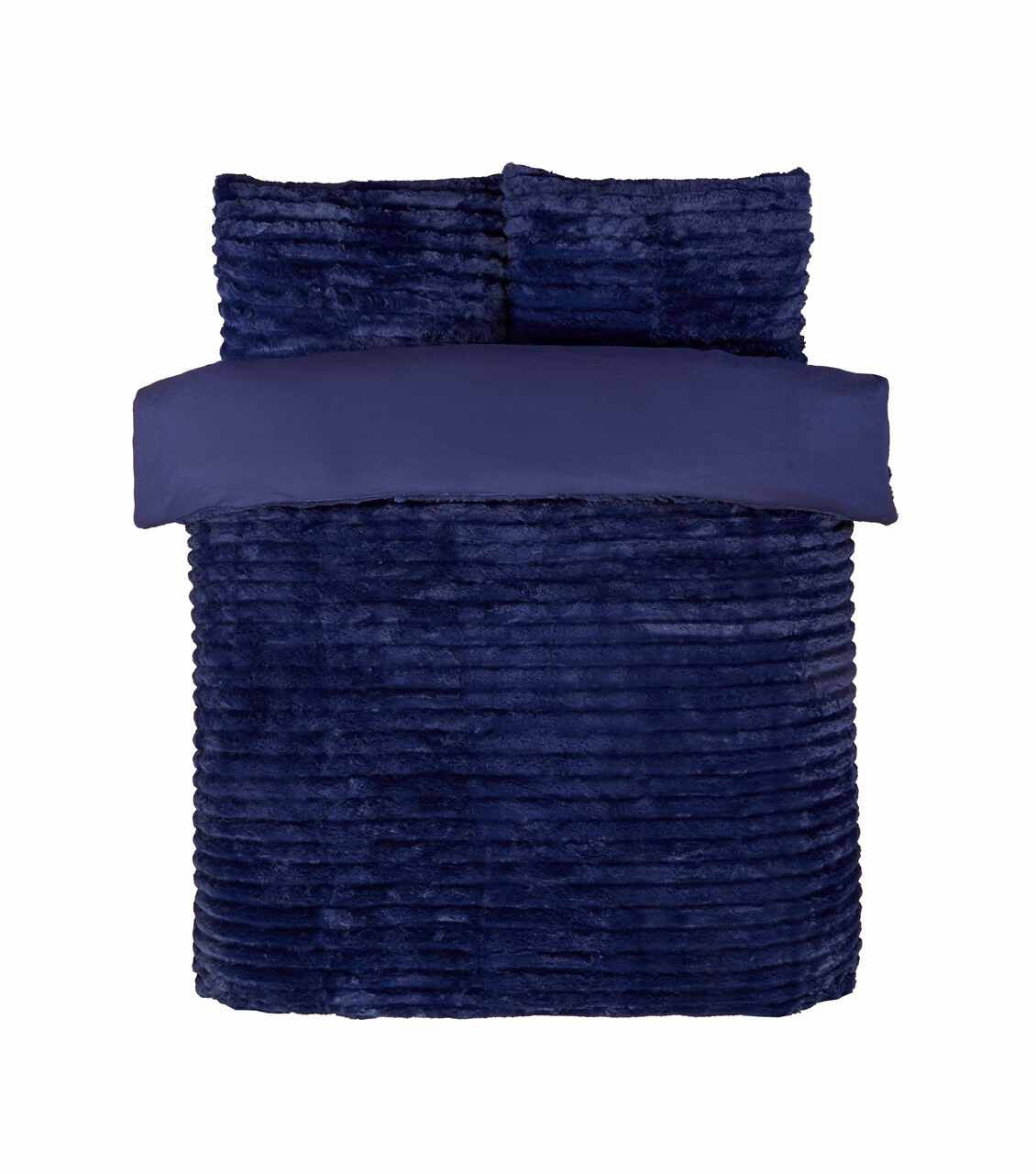 Rabbit Faux Fur dekbedovertrek - fleece - Navy blauw - 1-persoons
