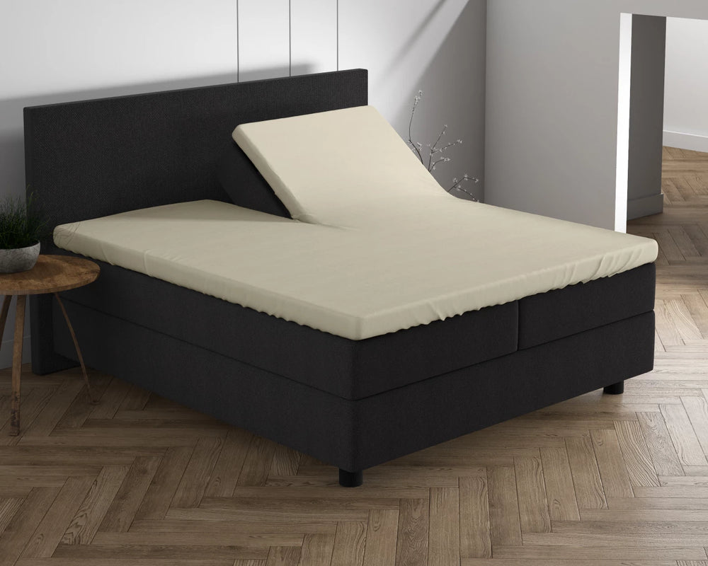 Splittopper hoeslaken - dubbel jersey - crème